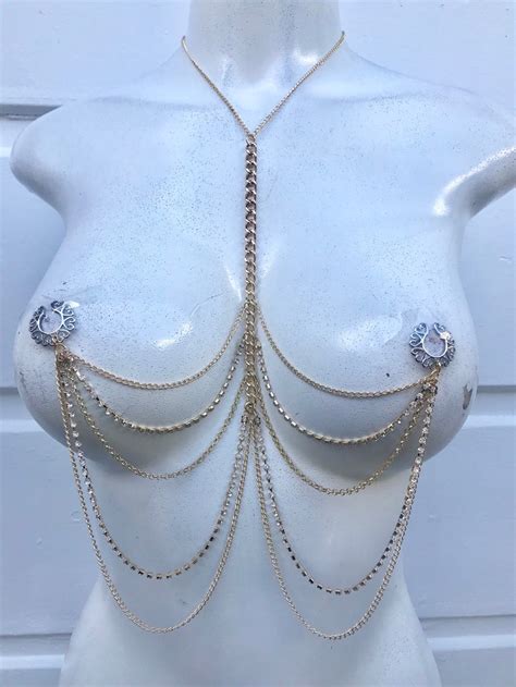 Non Pierced Nipple Crystal Bralette Bralette Jewelry Bikini Etsy