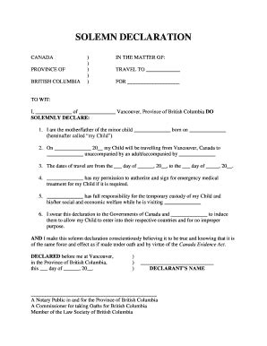 Fillable Online SOLEMN DECLARATION Vancouver Notary Fax Email Print