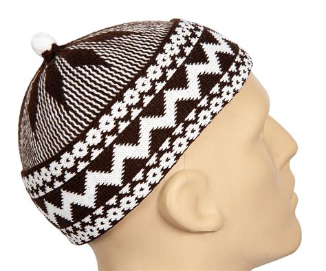 Brown West African Kufi Skull Cap Men Haji Taqiyah Caps Etsy