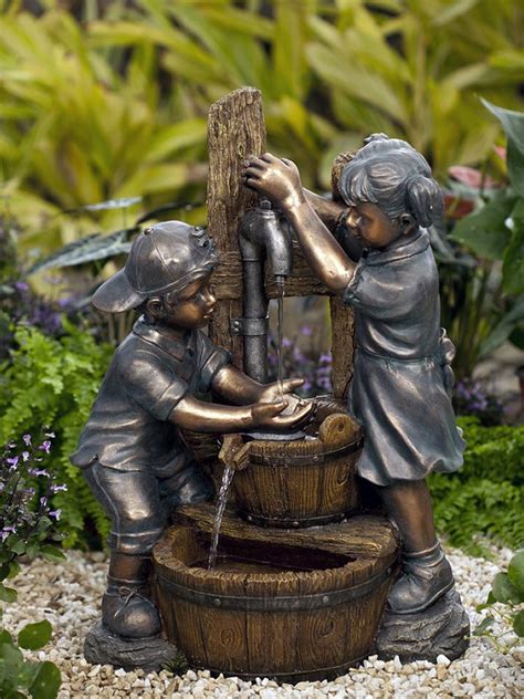 Kids Playing Water Fountain – Garden-Fountains.com