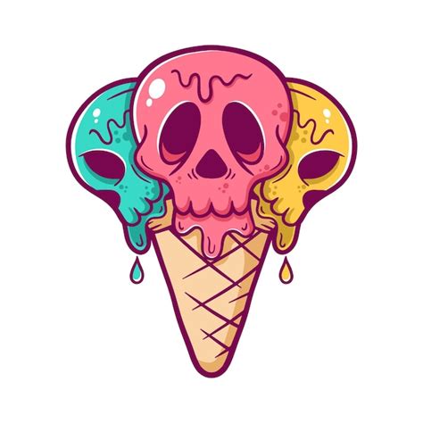 Premium Vector Skull Ice Cream Cone Cartoon Vector