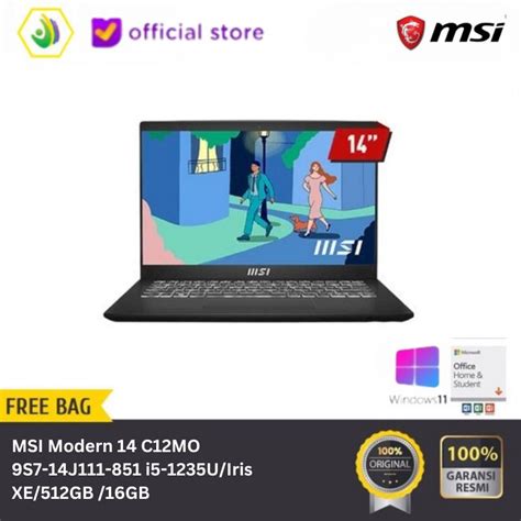 Jual Msi Modern C Mo S J I U Iris Xe Gb Gb