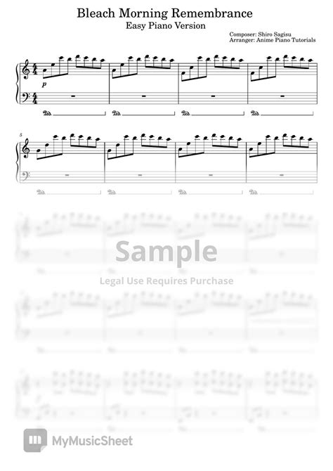 Bleach Morning Remembrance Sheets By Anime Piano Tutorials