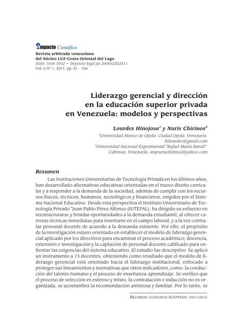 Pdf Liderazgo Gerencial Y Direcci N En La Educaci N Revista