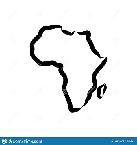 Africa Map Outline Graphic Freehand Drawing On White Background Vector