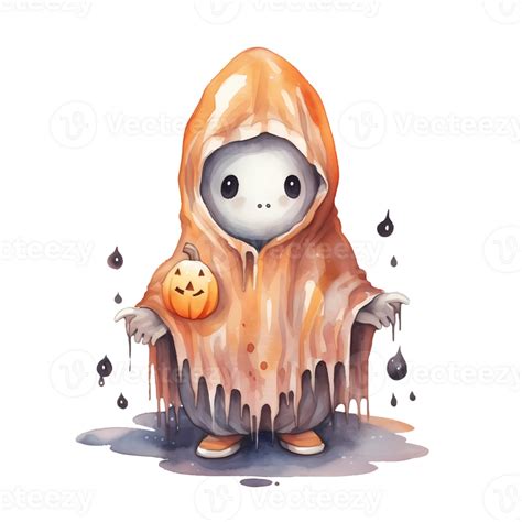 Cute Halloween Watercolor Clipart Ai Generative Png