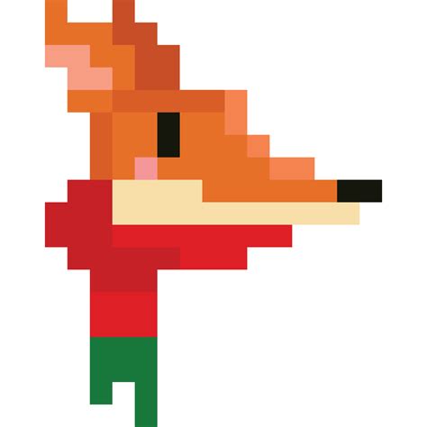 Pixel art fox head with red scarf 27190584 PNG