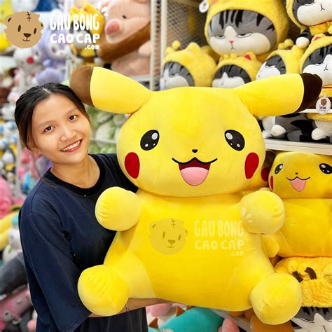 Gấu Bông Pikachu Lông Mịn Ngồi Cười Lớn Shop Pikachu