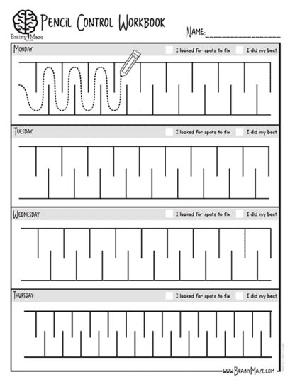 Pencil Control Workbook The Crafty Classroom