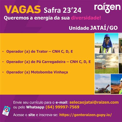 Raízen Unidade Jataí GO anuncia vagas de emprego para safra 23 24