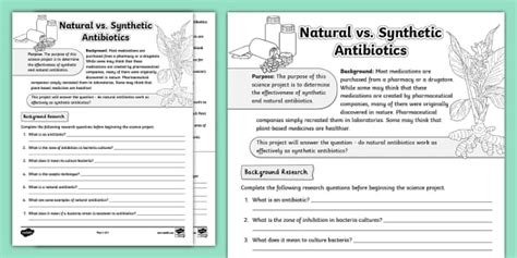 Natural Vs Synthetic Antibiotics Project | Twinkl USA