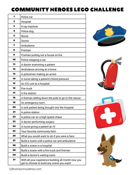 Lego Community Helpers Printable Challenge