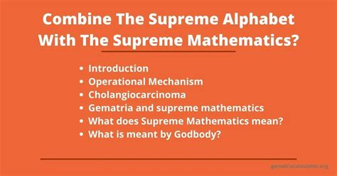 Combine The Supreme Alphabet With The Supreme Mathematics