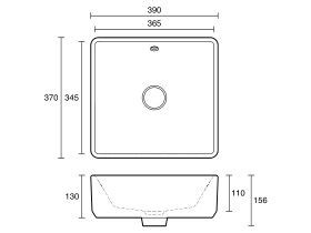 Roca The Gap Square Above Counter Basin Mm X Mm With Overflow