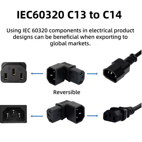 Snapklik Chenyang IEC Male C14 To 90 Degree Down Right Angled IEC