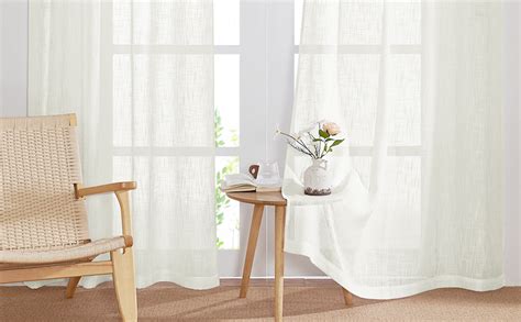 Ryb Home Semi Sheer Curtains Inches Long Linen Textured Blend Light