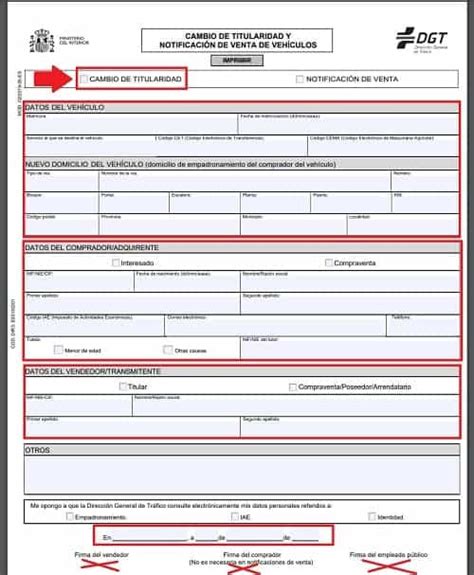 Impreso Para Cambio De Titularidad De Veh Culo Dgt Cita Previa