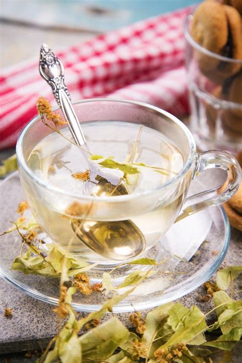 Tee Mit Linde Stockfoto Bild Von Glas Trocken Saucer