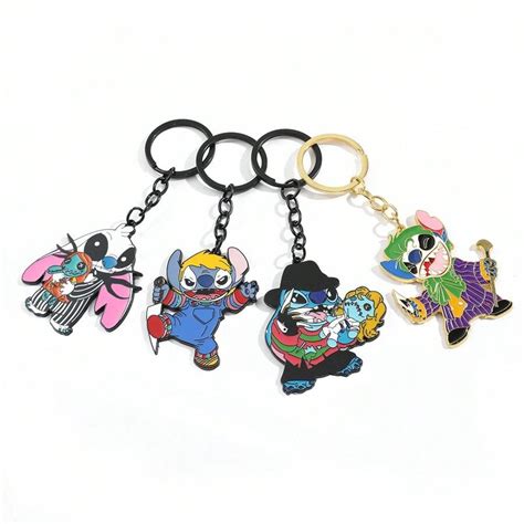 1pc Disney Lilo Stitch Enamel Pendant Keychain Anime Figure Stitch