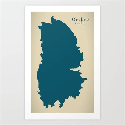 Modern Map - Örebro region map Sweden SE Art Print by Ingo Menhard ...