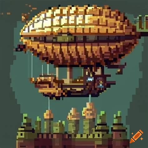 Pixel Art Of A Steampunk Zeppelin On Craiyon