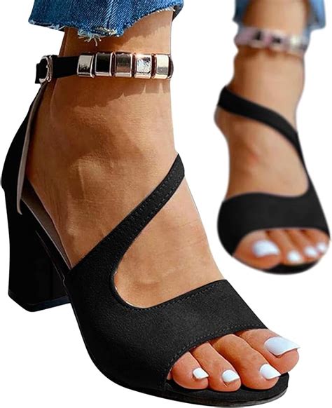 Sandaletten Damen Mit Blockabsatz Elegant Sommer Modisches High Heel