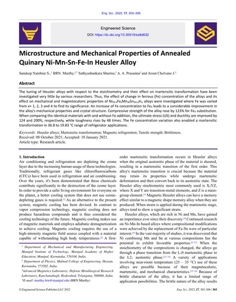 PDF Microstructure And Mechanical Properties Of Annealed Quinary Ni