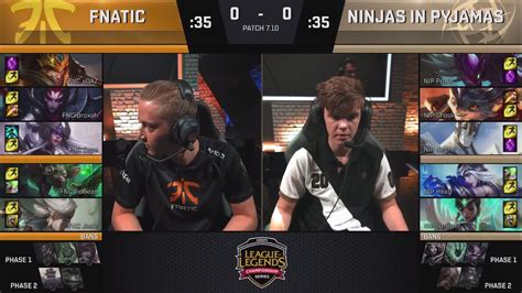 EU LCS Summer 2017 Fnatic Vs Ninjas In Pyjamas Game 1 LOL EU LCS