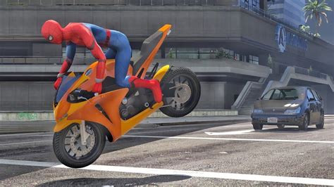 GTA 5 Amazing Spiderman Bike Jumps Stunts Failed Epic Jump