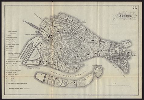 VENICE VENEZIA Antique Town Plan City Map Italy BRADSHAW 1892 Old