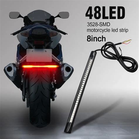 Flexible Motorcycle Led Strip Rear Tail Brake Stop Turn Signal Light