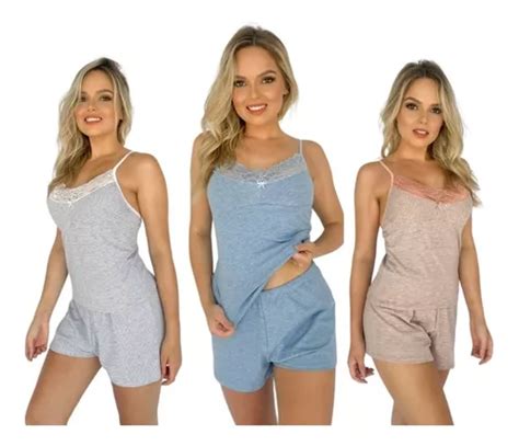 Tipos De Pijama Feminino - Kit Com 3 Pijamas De Algodão Confortável Feminino Atacado ...