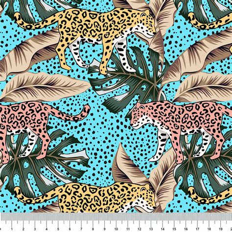 TRICOLINE ESTAMPA DIGITAL ONÇA FUNDO TIFFANY 100 ALGODÃO 1 50