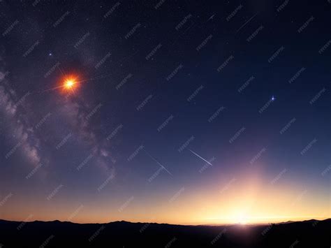 Premium AI Image | Bright fireballs in the night sky A meteor flash