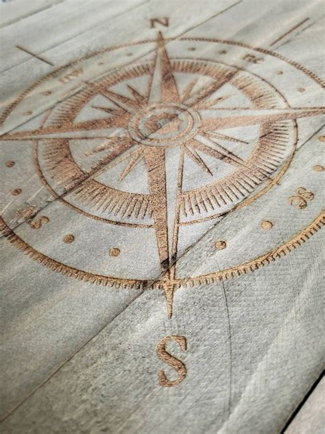 Compass Wood Wall Art Etsy