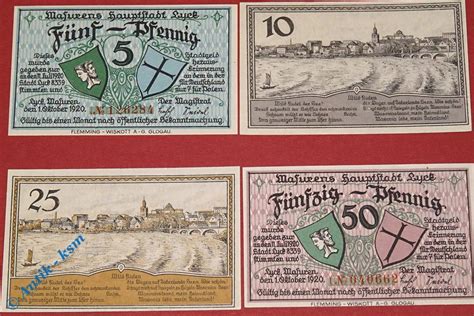 Notgeld De Scheine Kpl Notgeld Stadt Lyck Elk Set Mit