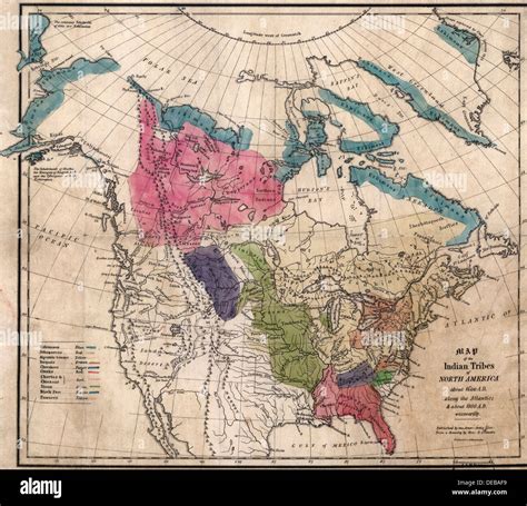 La Carte Des Tribus Indiennes Damérique Du Nord Environ 1600 Ad Le