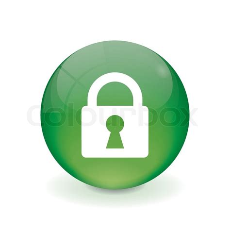 Round Green Button Lock Icon Stock Vector Colourbox