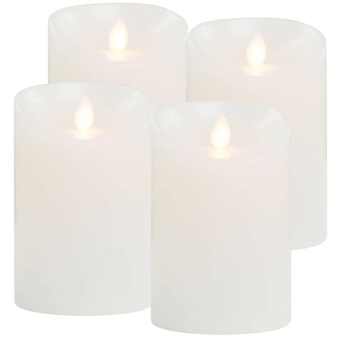 4 Piece Flicker Flame Led Candle Set With Timer At Home