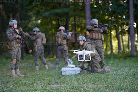 Soldiers Squad Are Using Drone For Scouting 11868622 Stock Photo At