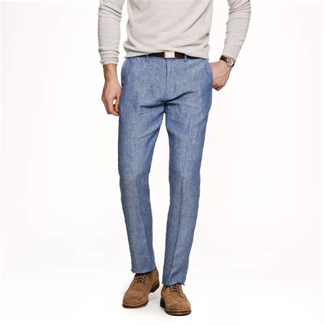 J Crew Bowery Slim Pant In Irish Linen In Blue For Men Lyst