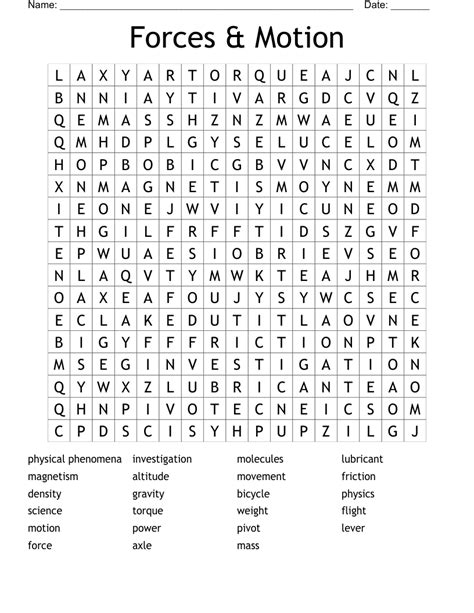 Forces Motion Word Search WordMint