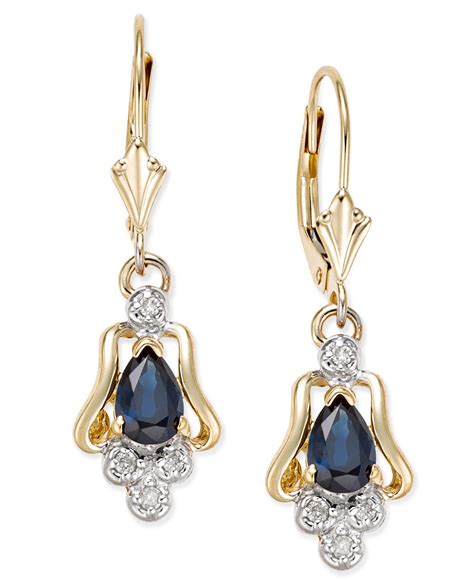 Macy S Sapphire Ct T W And Diamond Accent Drop Earrings In K