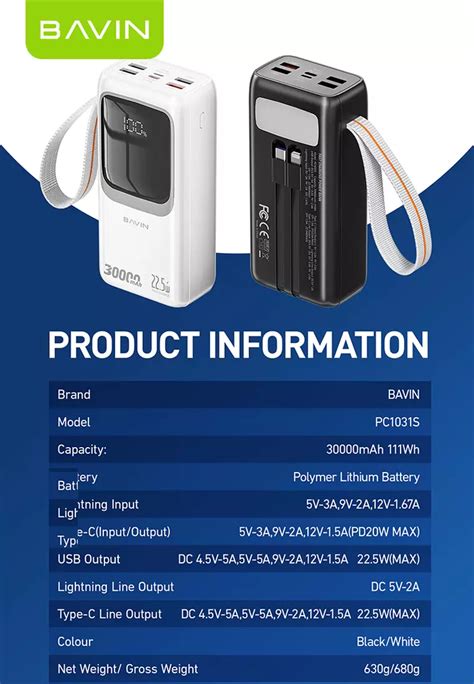 Buy Bavin Bavin Pc Mah W Pd Fast Charging Powerbank Multi