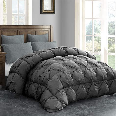 Buy Hombys 120x128 Oversized King Feather And Down Comforter Grey Pinch Pleat Thick Duvet