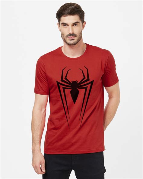 Buy Men's Red Spiderman Logo Marvel Official Cotton T-shirt Online at ...