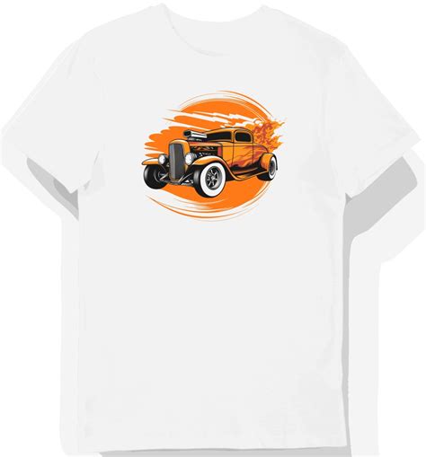 Koszulka męska biała z motywem płomieni hot rod 5855 S KozakNadruki Moda Sklep EMPIK