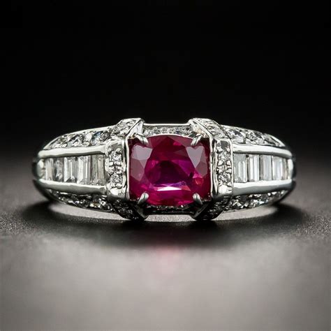 Estate Ruby Platinum Diamond Ring Vintage Gemstone Engagement Rings