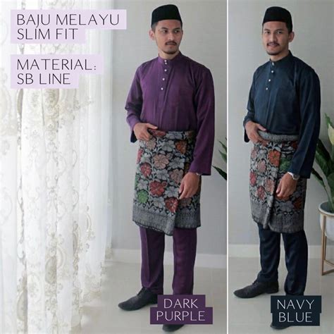 Baju Melayu Dewasa Slim Fit Baju Melayu Cekak Musang Raya 2023 Material S B Line Shopee