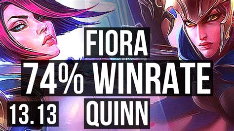 FIORA Vs QUINN TOP 74 Winrate 6 Solo Kills KR Master 13 13